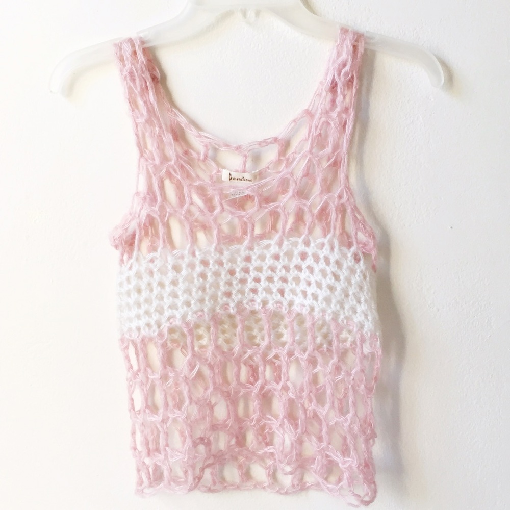 GENERATIONS Crochet Vest Pink and White - Size XS